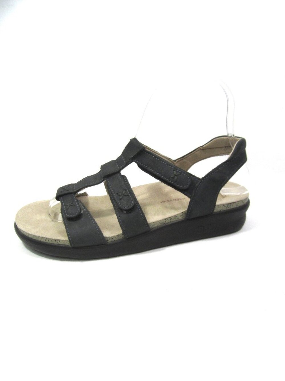 SAS Sorrento 6.5M 6.5 M Dark Nero Blue Charcoal Wedge Platform Sandals Leather